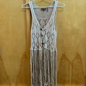 Jane & John Fringe crocheted boho vest, size S